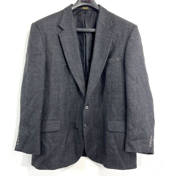 VTG Oscar De La Renta 48L Gray 100% Wool Tweed 2Btn Blazer Jacket Sport Coat‎